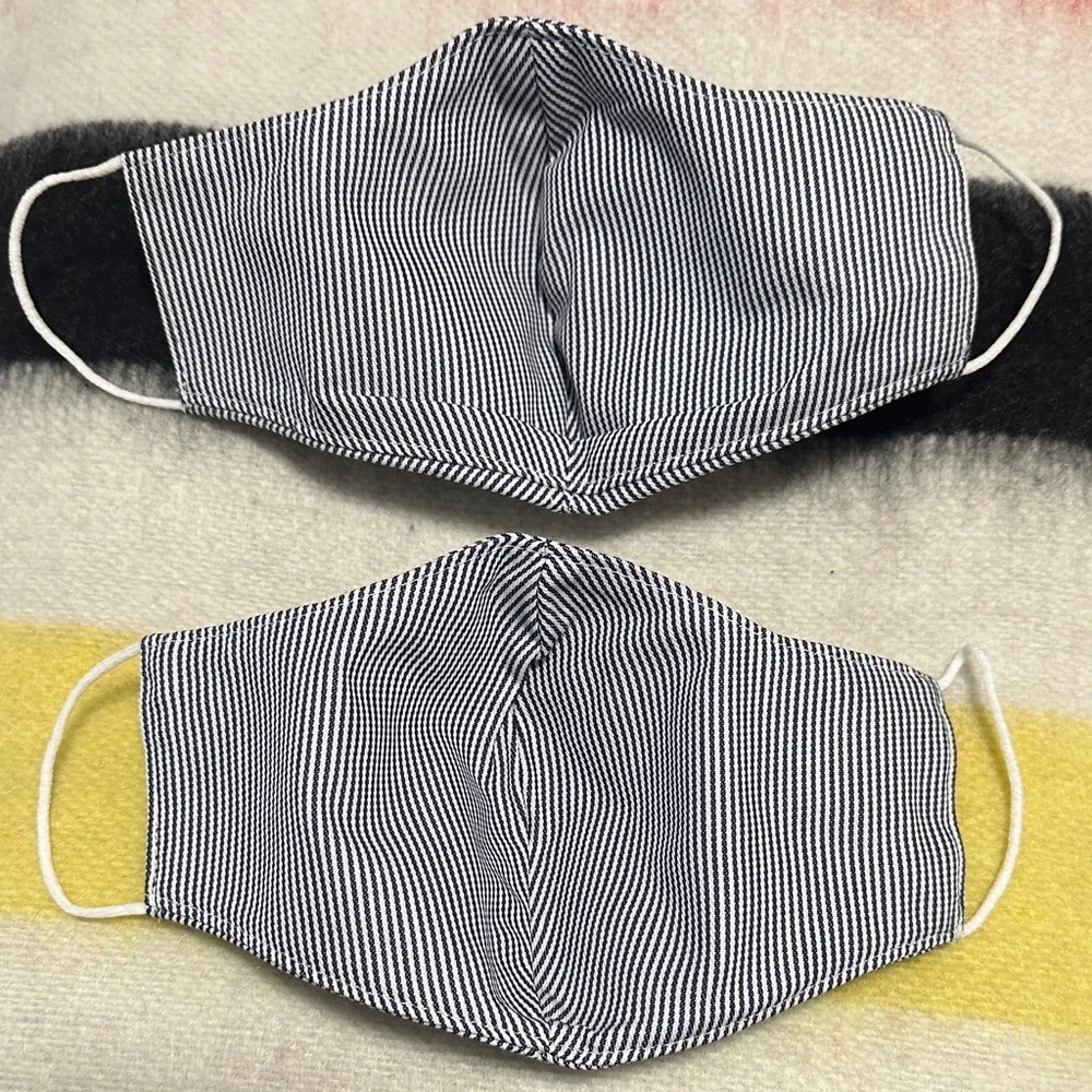 Two Ben Davis Hickory Striped Face Masks